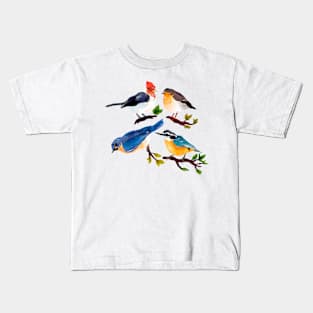 Autumn Birds Hand Drawn Watercolor Kids T-Shirt